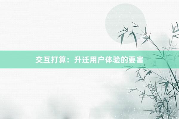 交互打算：升迁用户体验的要害